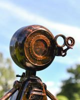 Close up of Sitting Robot Recycled Metal Sculpture head