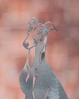 Sitting Whippet Artistic Plant Pot Spike - Set of Two close up