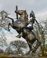 Skeleton Warrior Cavalry Recycled Metal Sculpture