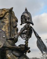 Close up of Skeleton Warrior Cavalry Recycled Metal Sculpture body