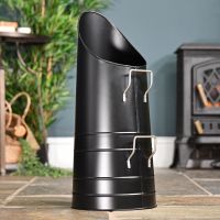 Sleek Black & Nickel Handles Coal Hod