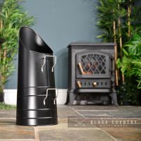 Sleek Black & Nickel Coal Hod in Situ Next to the Fireplace