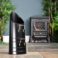 Sleek Black & Polished Brass Coal Hod in Situ Nex t 