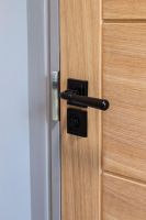 Sleek Black Square Thumbturn Set with Plain Cover on Door