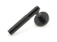  Sleek Black Textured Unsprung Lever Door Handle on Art Deco Rose