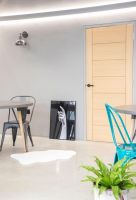  Sleek Black Textured Unsprung Lever Door Handle on Art Deco Rose in Situ