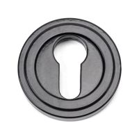 Sleek Midnight Black Art Deco Circular Escutcheon Sleek Midnight Black Art Deco Circular Escutcheon