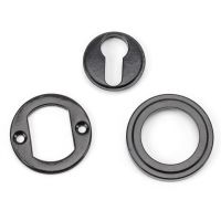 Sleek Midnight Black Art Deco Circular Escutcheon Parts Sleek Midnight Black Art Deco Circular Escutcheon Parts