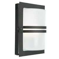 Slim Black Steel "Ettington" Frosted Outdoor Wall Light