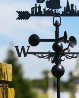 Close-Up of Slim Steel Mary Poppins Weathervane