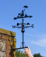 Scale Shot of Slim Steel Mary Poppins Weathervane