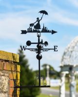 Slim Steel Mary Poppins Weathervane with Horizontal Mounting Bracket