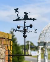 Slim Steel Pair of Robins Weathervane with Horizontal Mounting Brackets Slim Steel Pair of Robins Weathervane with Horizontal Mounting Brackets