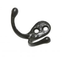 Small Antique Black Iron Double Wall Coat Hook