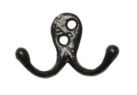 Small Antique Black Iron Double Wall Coat Hook