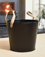 Empty Small Black Contemporary Dotted Log Basket