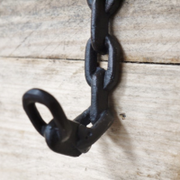Small Black Iron Chain Link Coat Hook Close Up