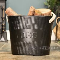 Small Black "Fire Wood" Log Basket 