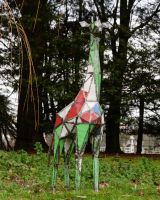 ‘Skye’ Upcycled Oil Drum Giraffe Sculpture standing on its own