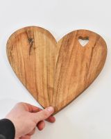 Scale image of natural wood heart shaped platter
