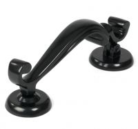 Close-Up of Smooth Black Steel Doctor"s Style Door Knocker - 196mm x 69mm