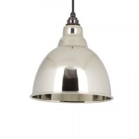 Smooth Nickel Bowl-Shaped Hanging Pendant Light