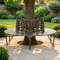 Solid Antique Gold "Royale" Aluminium Full Tree Guard & Bench digital illustration