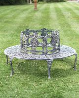 Solid Antique Silver "Royale" Aluminium Full Tree Guard & Bench in Situ Solid Antique Silver "Royale" Aluminium Full Tree Guard & Bench in Situ