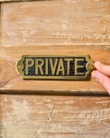 Solid Brass Private House Plaque Sign with Hand for Scale