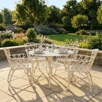 Solid Cream "Edworth Manor" Four Seater Dining Set digital illustration dressed table