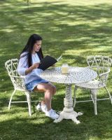 Scale Shot of Solid Cream "Royal Ascott" Two Seater Bistro Set Scale Shot of Solid Cream "Royal Ascott" Two Seater Bistro Set