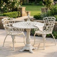 Solid Cream "Royal Ascott" Two Seater Bistro Set digital illustration dressed table