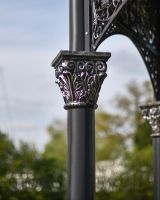 Close-Up of Supporting Pillar on Solid Steel, Iron & Wood Ornate Garden Gazebo with Roof