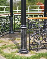 Close-Up of Base of Solid Steel, Iron & Wood Ornate Garden Gazebo with Roof