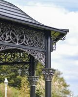 Close-Up of Roof on Solid Steel, Iron & Wood Ornate Garden Gazebo