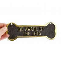 Polished Brass be aware of the dog plaque with black infill Polished Brass be aware of the dog plaque with black infill