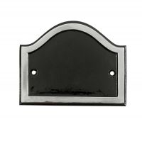 Arched Number Sign Finished in a Black & Chrome with Gold Vinyl Numbers