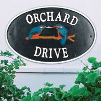 "Kingfisher" Cast Iron Effect Oval House Name Sign "Kingfisher" Cast Iron Effect Oval House Name Sign