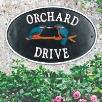 "Kingfisher" Cast Iron Effect Oval House Name Sign "Kingfisher" Cast Iron Effect Oval House Name Sign