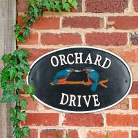 "Kingfisher" Cast Iron Effect Oval House Name Sign "Kingfisher" Cast Iron Effect Oval House Name Sign