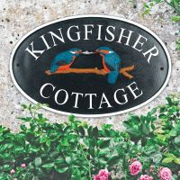 Kingfisher Cast Iron Sign with Vinyl Writing 