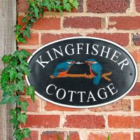 Vinyl finish on Kingfisher Cast Iron Sign 