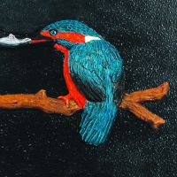 Close up of hand painted Kingfisher 