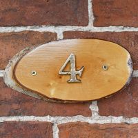 Natural Hard Wood Rustic House Number Sign - 4 Natural Hard Wood Rustic House Number Sign - 4