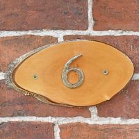 Natural Hard Wood Rustic House Number Sign - 6 Natural Hard Wood Rustic House Number Sign - 6