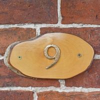 Natural Hard Wood Rustic House Number Sign - 9 Natural Hard Wood Rustic House Number Sign - 9