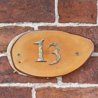 Natural Hard Wood Rustic House Number Sign - 13