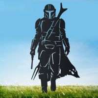 Space Bounty Hunter Sheet Steel Silhouette in Black Finish Space Bounty Hunter Sheet Steel Silhouette in Black Finish