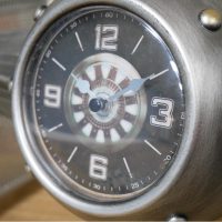 View of the Clock Face on the Spaceship Silver Mantel Clock