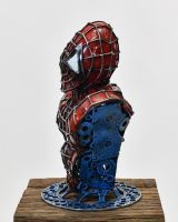 Side View of Recycled Metal Parts "Parker" Superhero Sculpture 